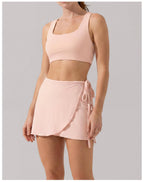 Women's Backless Wrap Tennis Skirt & Sports Top Set