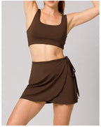 Women's Backless Wrap Tennis Skirt & Sports Top Set
