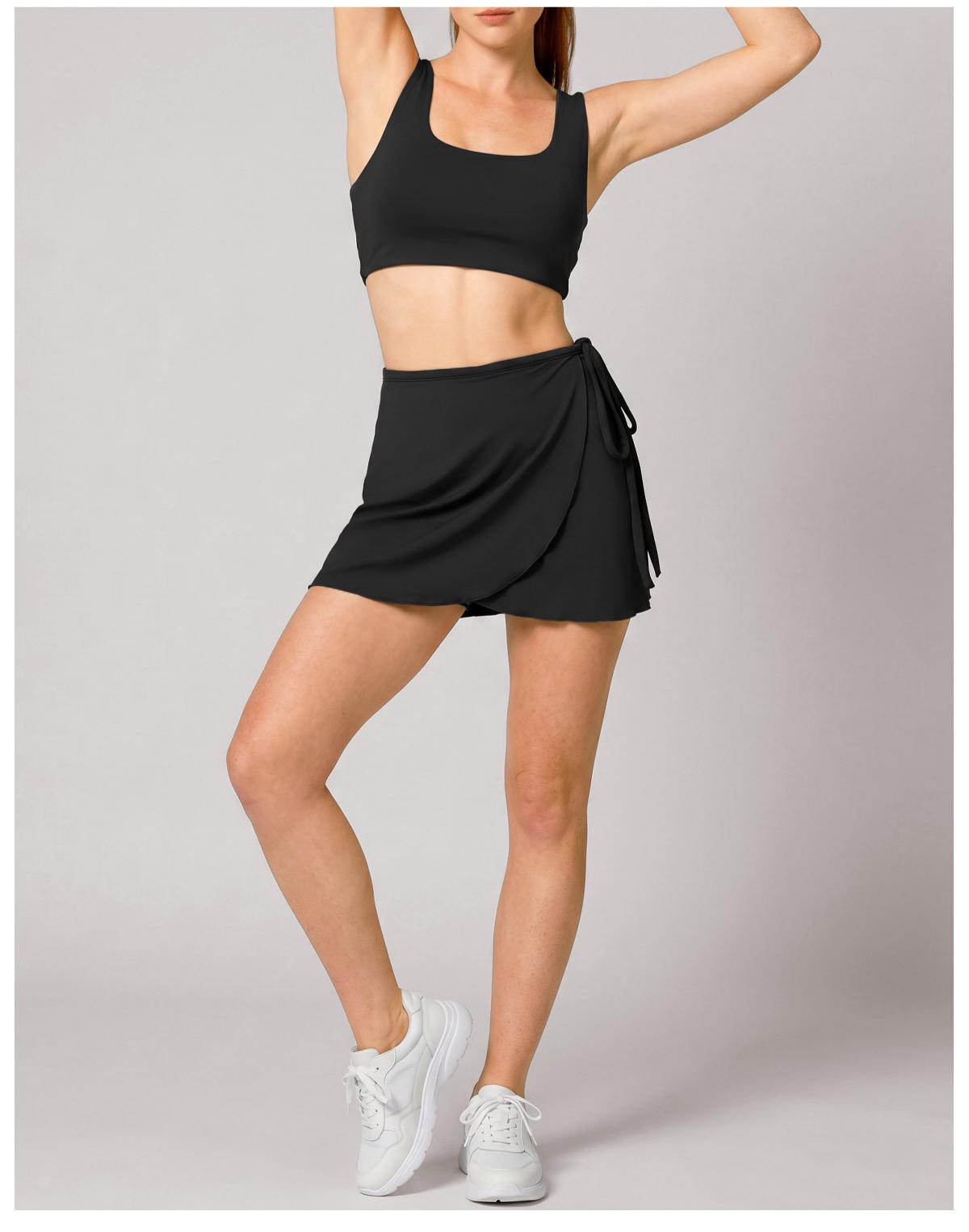 Women's Backless Wrap Tennis Skirt & Sports Top Set