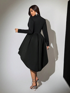 Women's Plus Size Black Asymmetric A-Line Dress