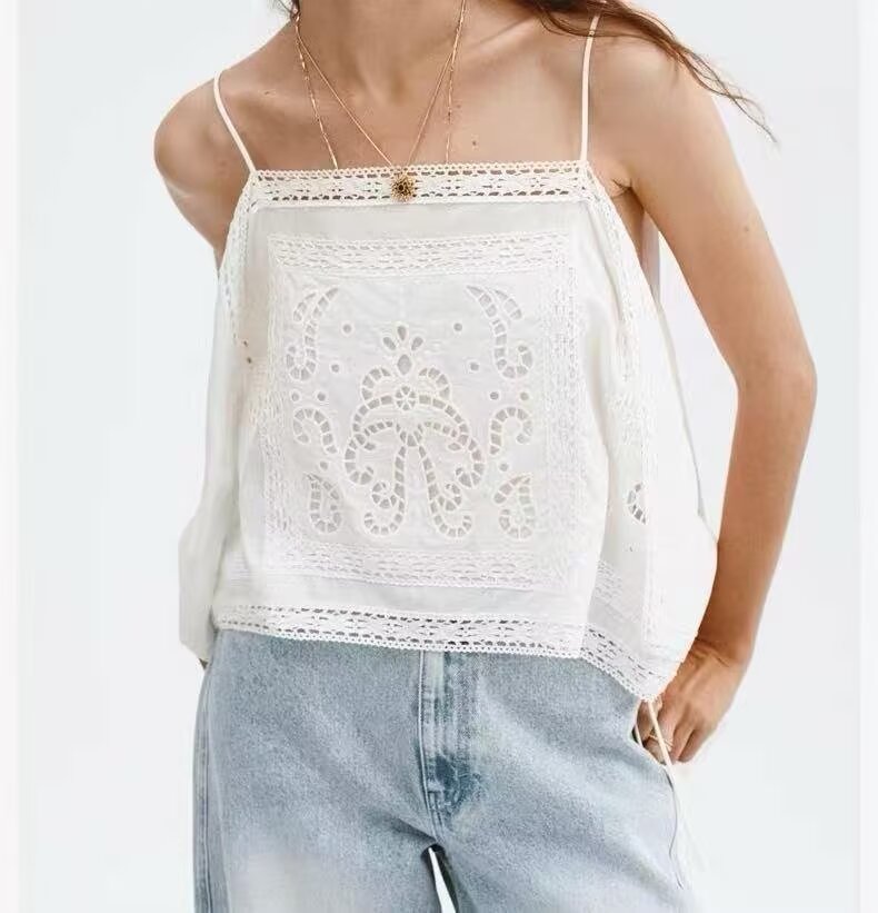 Women's Embroidered Hollow-Out Camisole Top