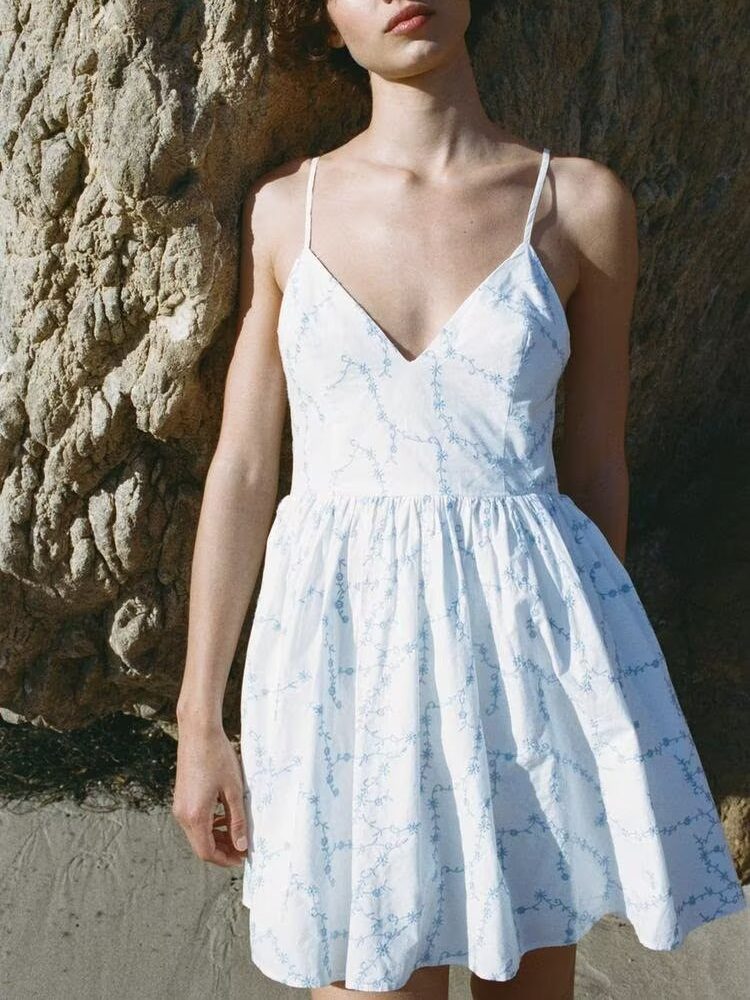 Women's Embroidered Poplin Dress