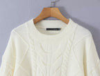 Women's Cable-Knit Crew-Neck Pullover Sweater