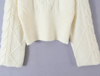 Women's Cable-Knit Crew-Neck Pullover Sweater