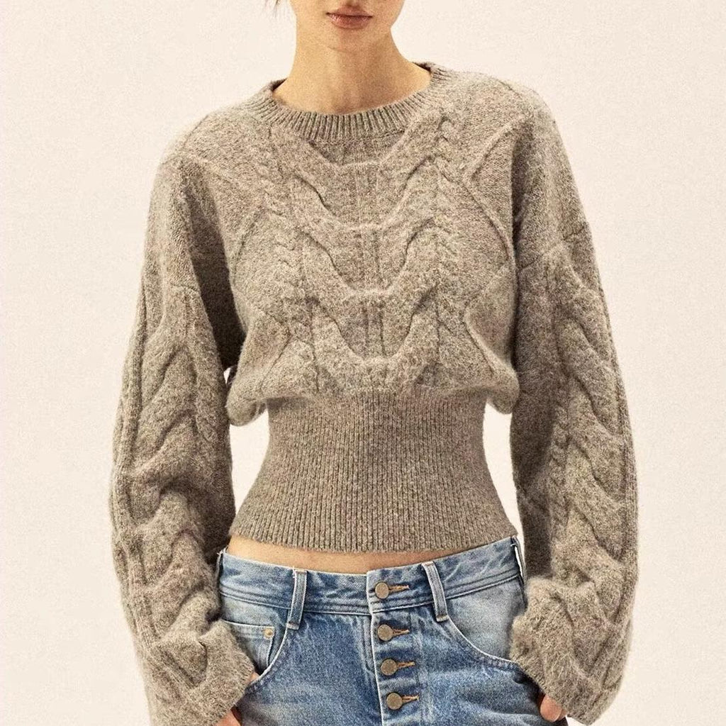 Women's Cable-Knit Crew-Neck Pullover Sweater