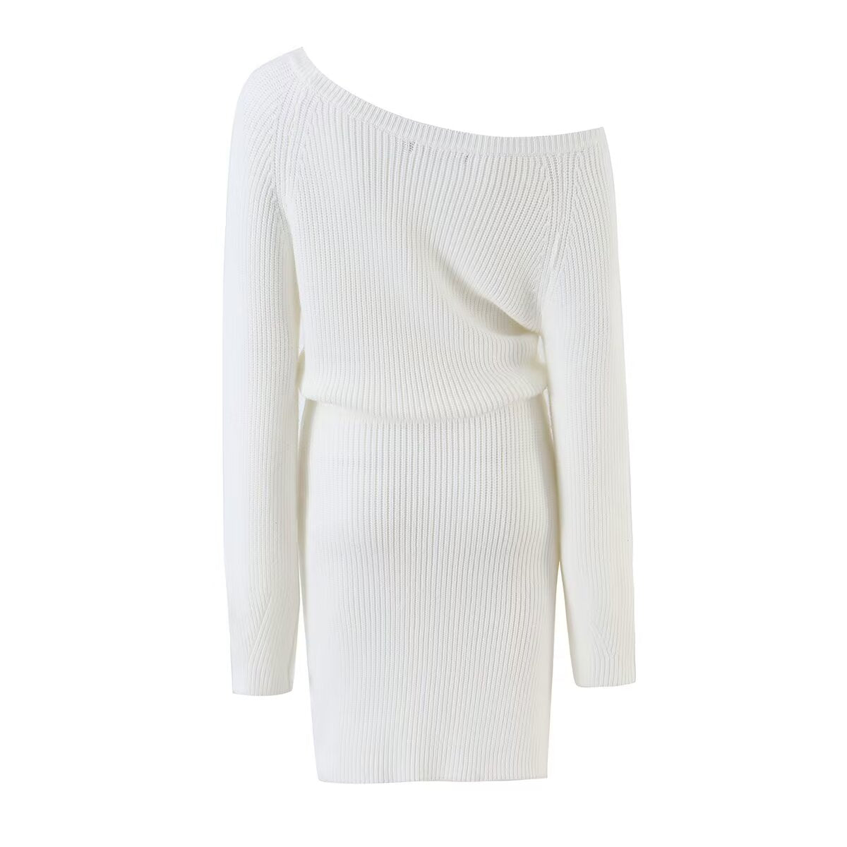 Women's Slant-Shoulder Wool Sheath Dress