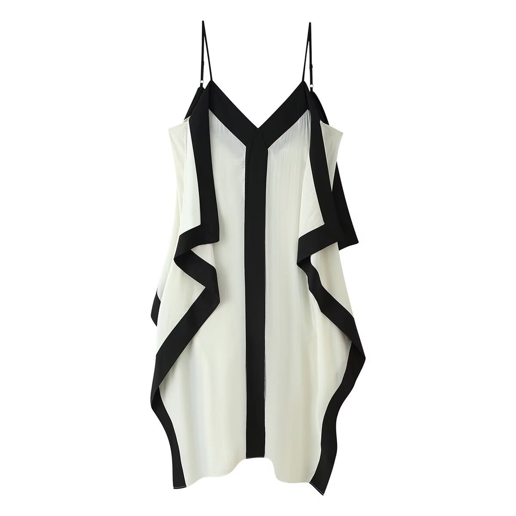 Women's Contrast-Color V-Neck Maxi Dress