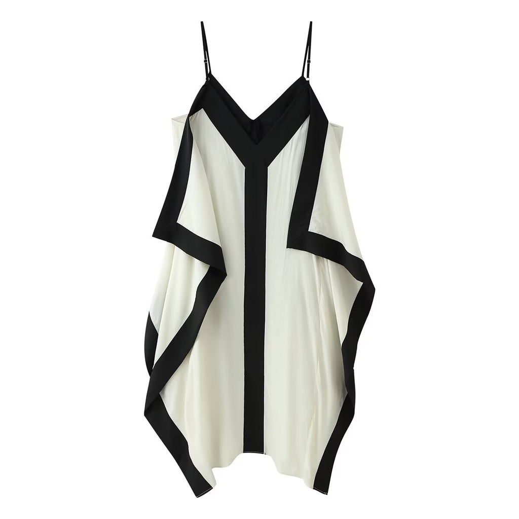 Women's Contrast-Color V-Neck Maxi Dress