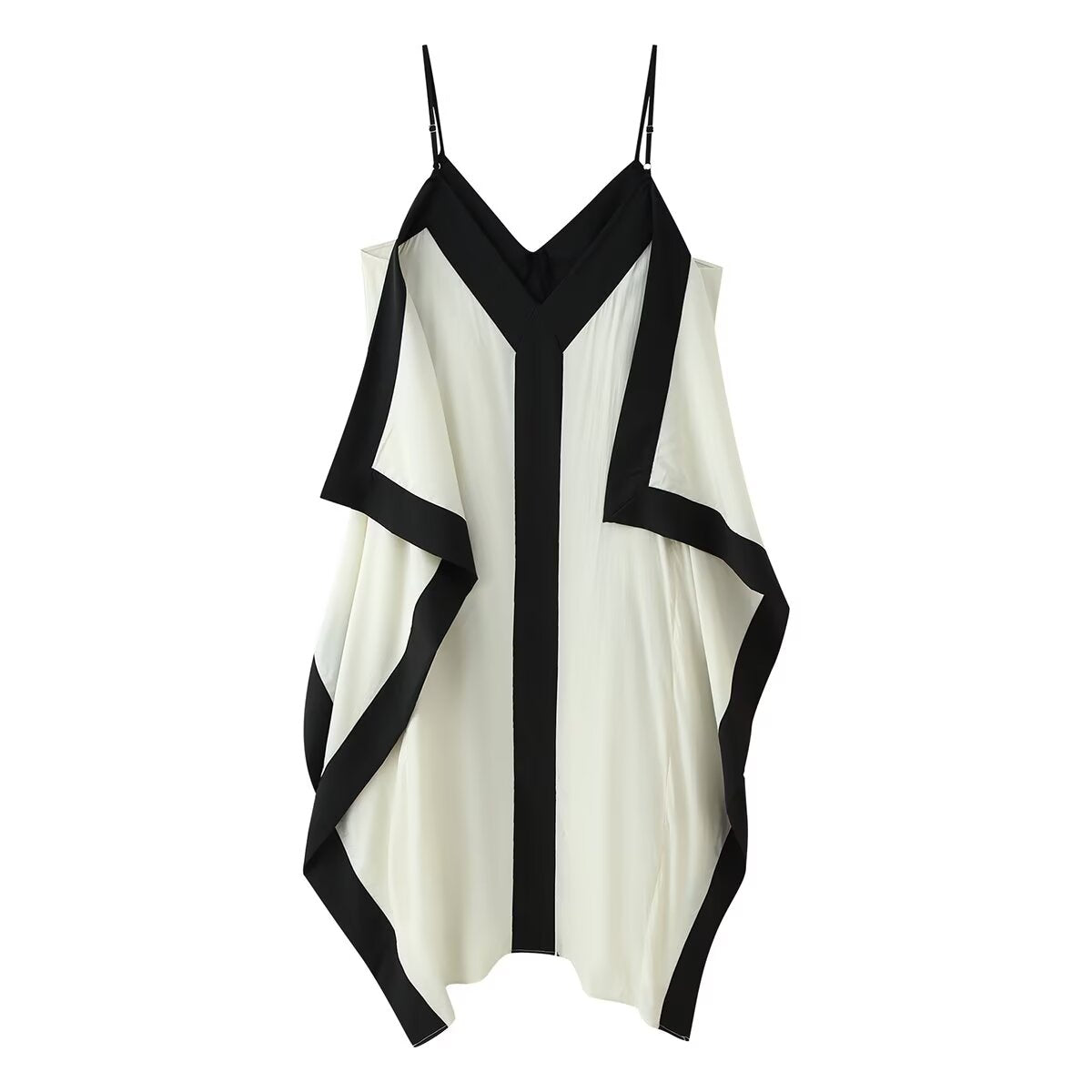 Women's Contrast-Color V-Neck Maxi Dress