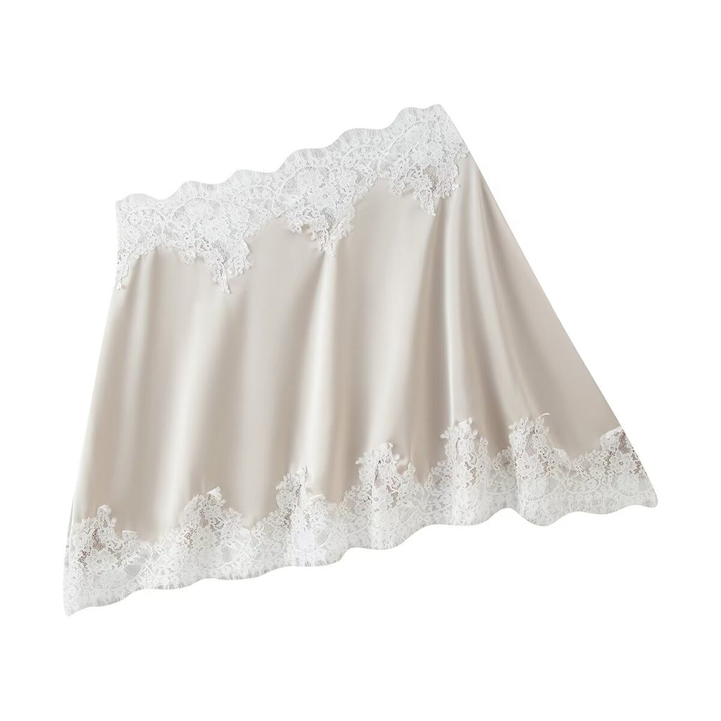 Women's Lace One-Shoulder Top & Mini Skirt Set