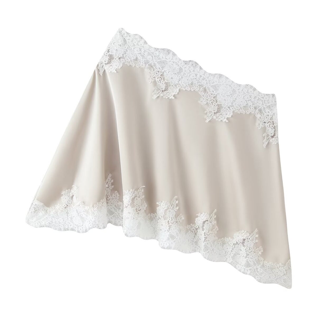 Women's Lace One-Shoulder Top & Mini Skirt Set
