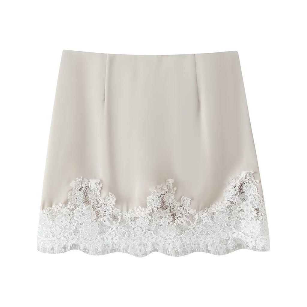 Women's Lace One-Shoulder Top & Mini Skirt Set
