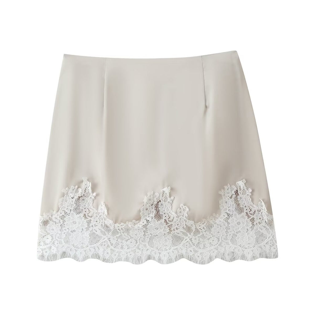 Women's Lace One-Shoulder Top & Mini Skirt Set