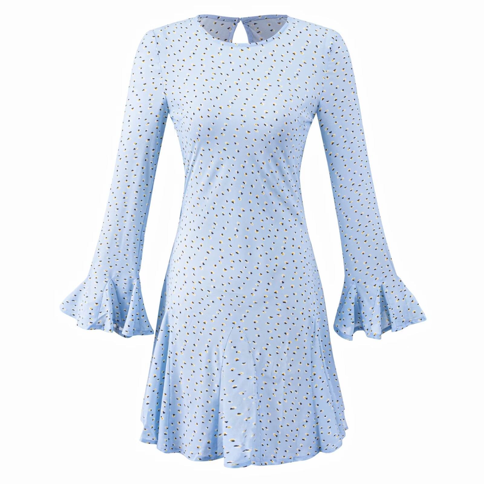 Women's Floral Long-Sleeve Waist-Defined Maxi Dress