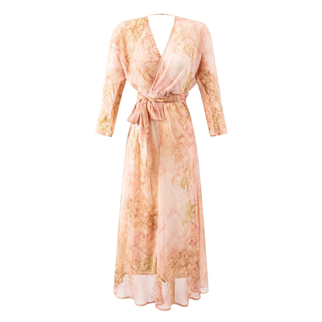 Women's Elegant Boat-Neck Waist-Wrap Dress