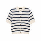 Women's Striped Button-Detail Knit Sweater