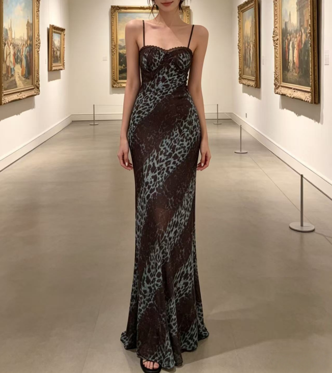 Women's Leopard Print High-Waist Dress