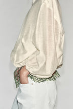 Women's Pleated Stand-Collar Bomber Jacket