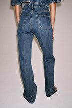 Women's Denim Blazer And Flared Jeans Set