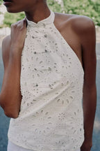 Women's Backless Embroidered Halter Dress