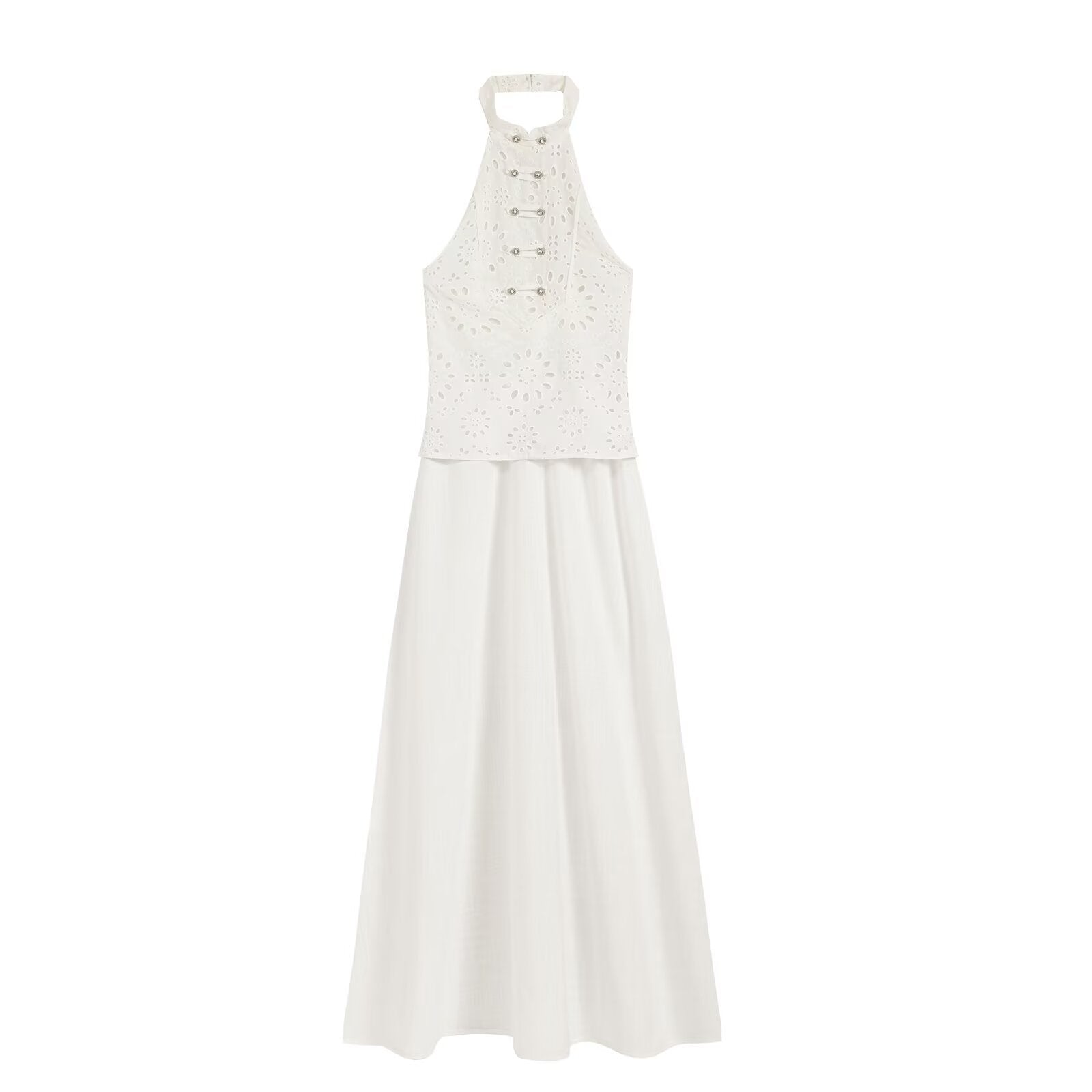 Women's Backless Embroidered Halter Dress