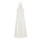 Women's Backless Embroidered Halter Dress