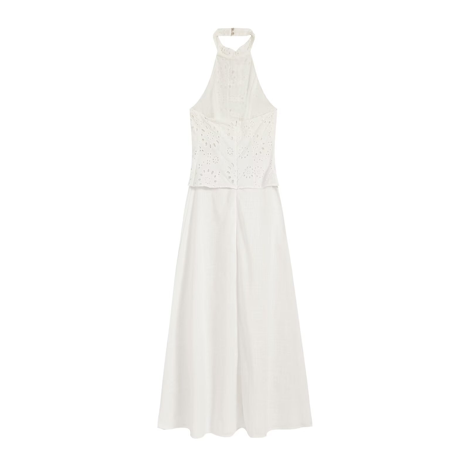 Women's Backless Embroidered Halter Dress
