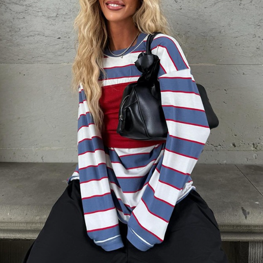 Women's Striped Shirt And Tube Top Set