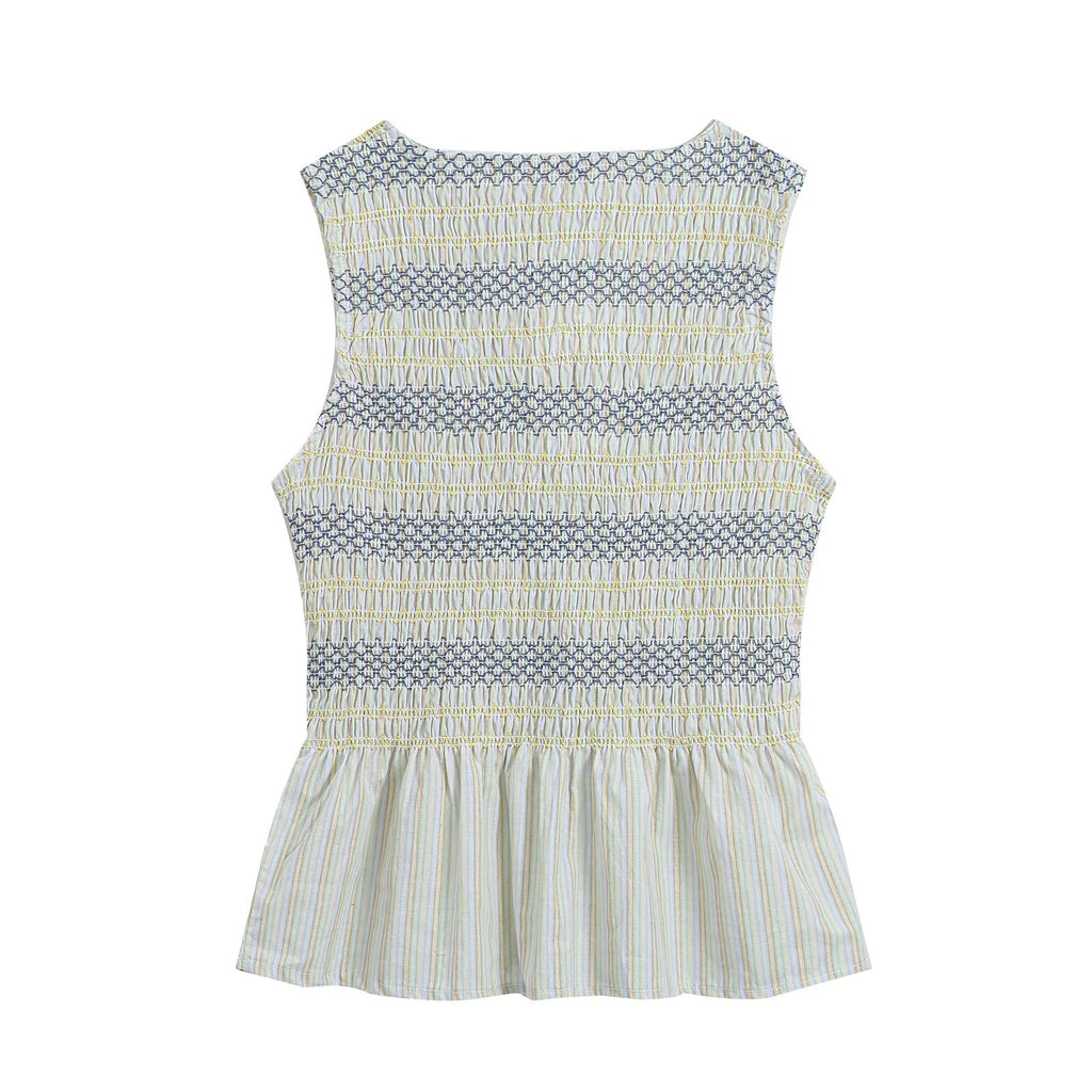 Women's Plaid Embroidered Tank Top
