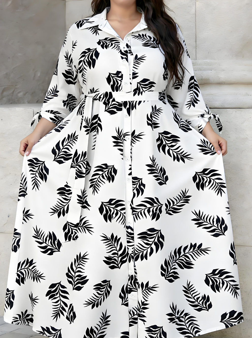 Women's Plus-Size Printed Shirt Dress