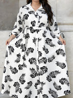 Women's Plus-Size Printed Shirt Dress