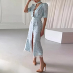 Women's Floral V-Neck Fit-And-Flare Dress