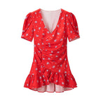 Women's Ruffle-Sleeve Printed Mini Dress