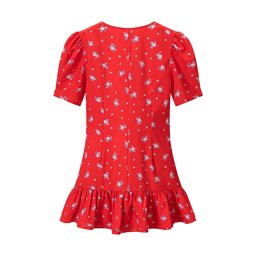 Women's Ruffle-Sleeve Printed Mini Dress