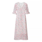 Women's Lace-Trim V-Neck Printed Dress