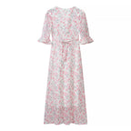 Women's Lace-Trim V-Neck Printed Dress