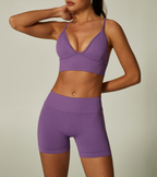 Women's Seamless Sports Bra And Shorts Set
