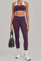Contrast-Color Halter Yoga Two-Piece Set