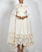 White Ruffle-Trim Maxi Dress