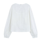 Women's French Vintage Embroidered Poplin Shirt