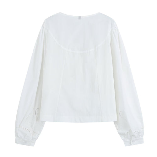 Women's French Vintage Embroidered Poplin Shirt