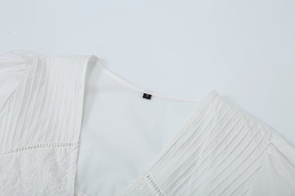 Women's French Vintage Embroidered Poplin Shirt