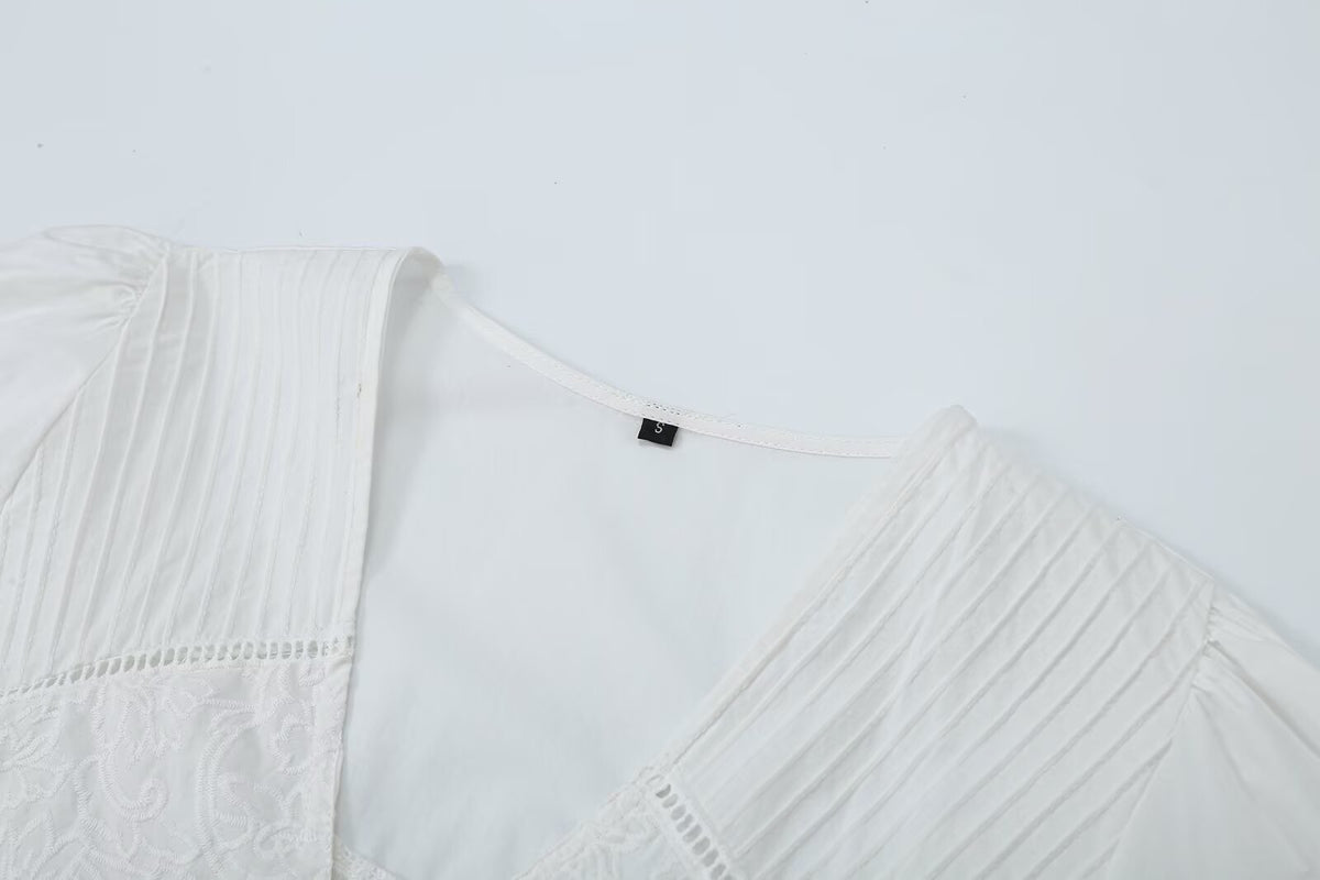 Women's French Vintage Embroidered Poplin Shirt