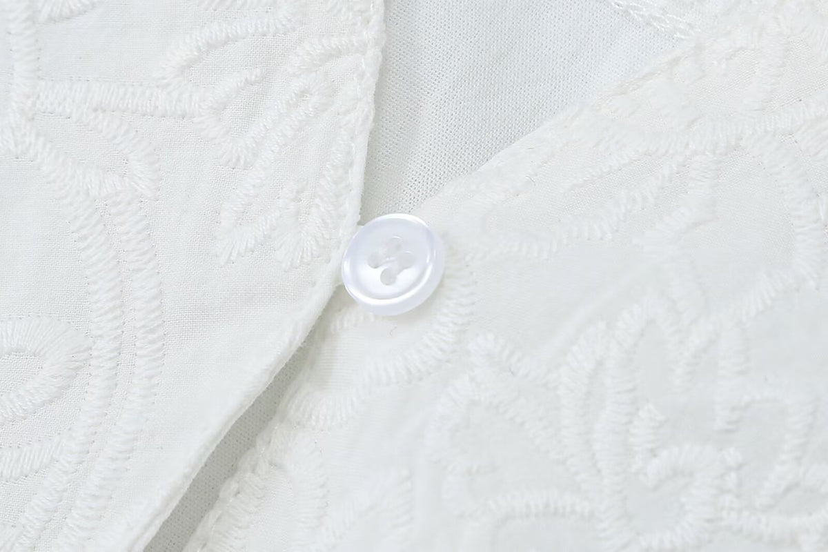 Women's French Vintage Embroidered Poplin Shirt