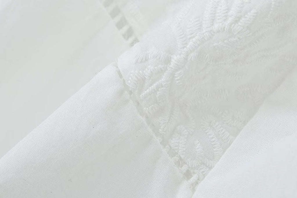 Women's French Vintage Embroidered Poplin Shirt