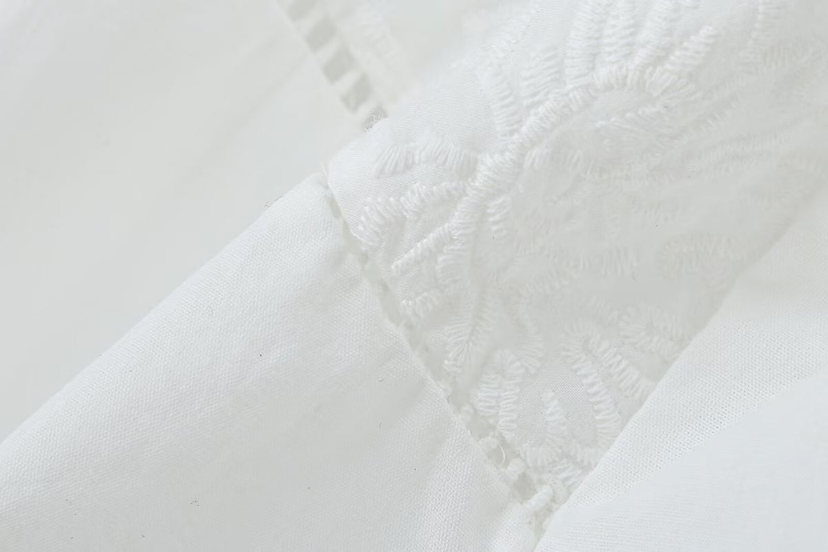 Women's French Vintage Embroidered Poplin Shirt