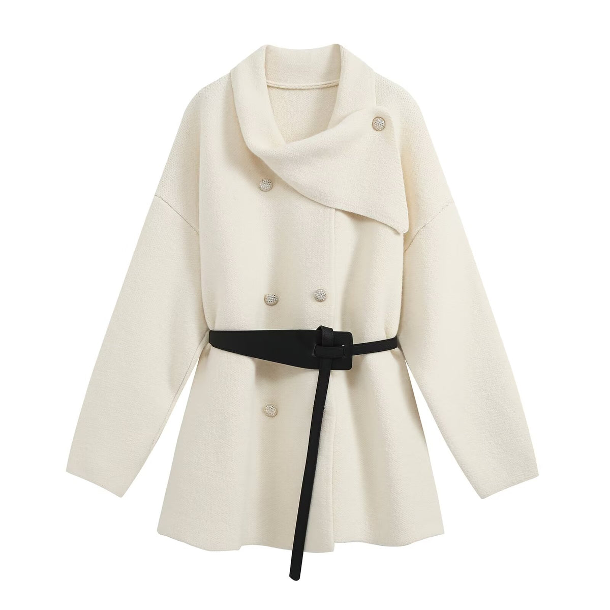 Women's Belted Asymmetric Knit Coat