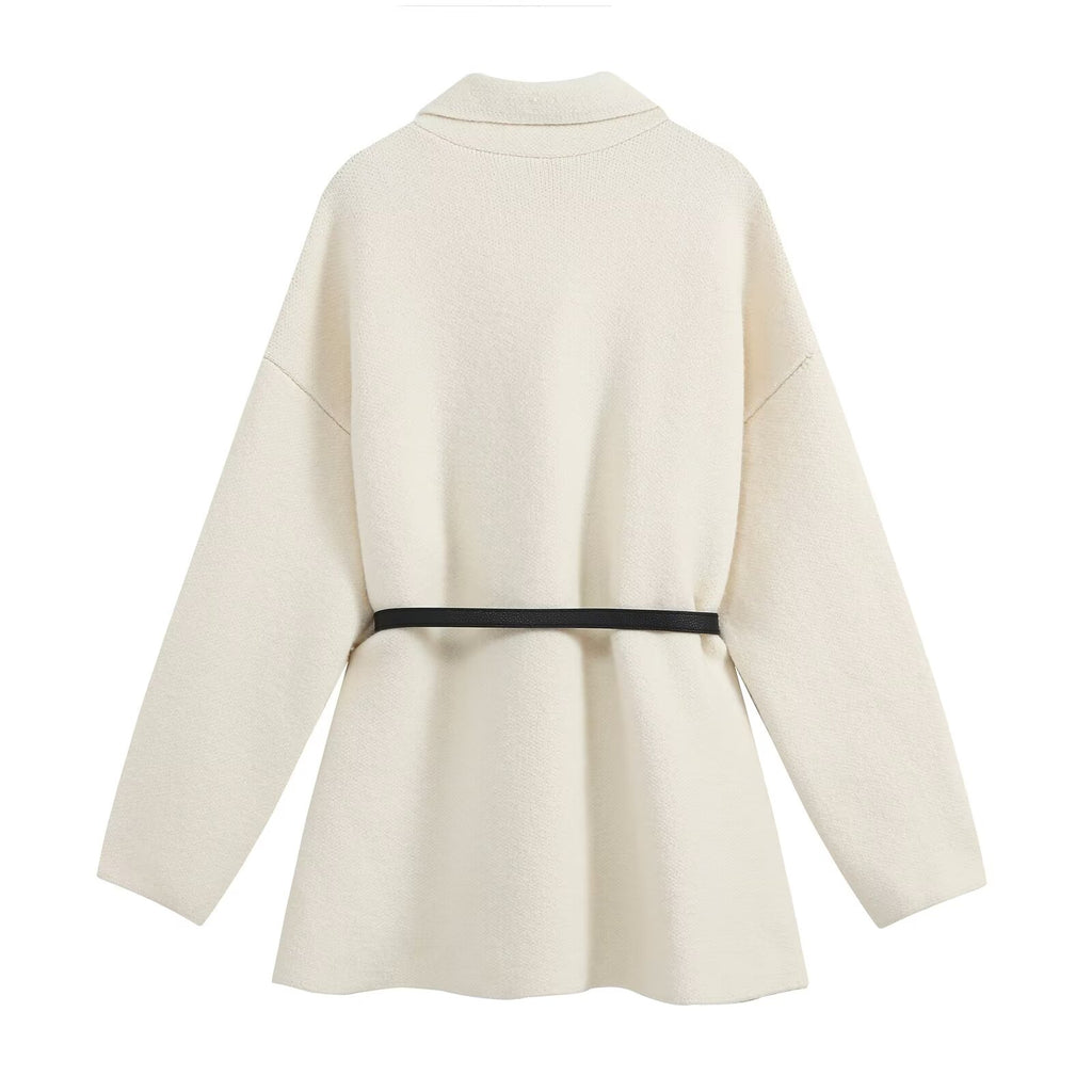 Women's Belted Asymmetric Knit Coat