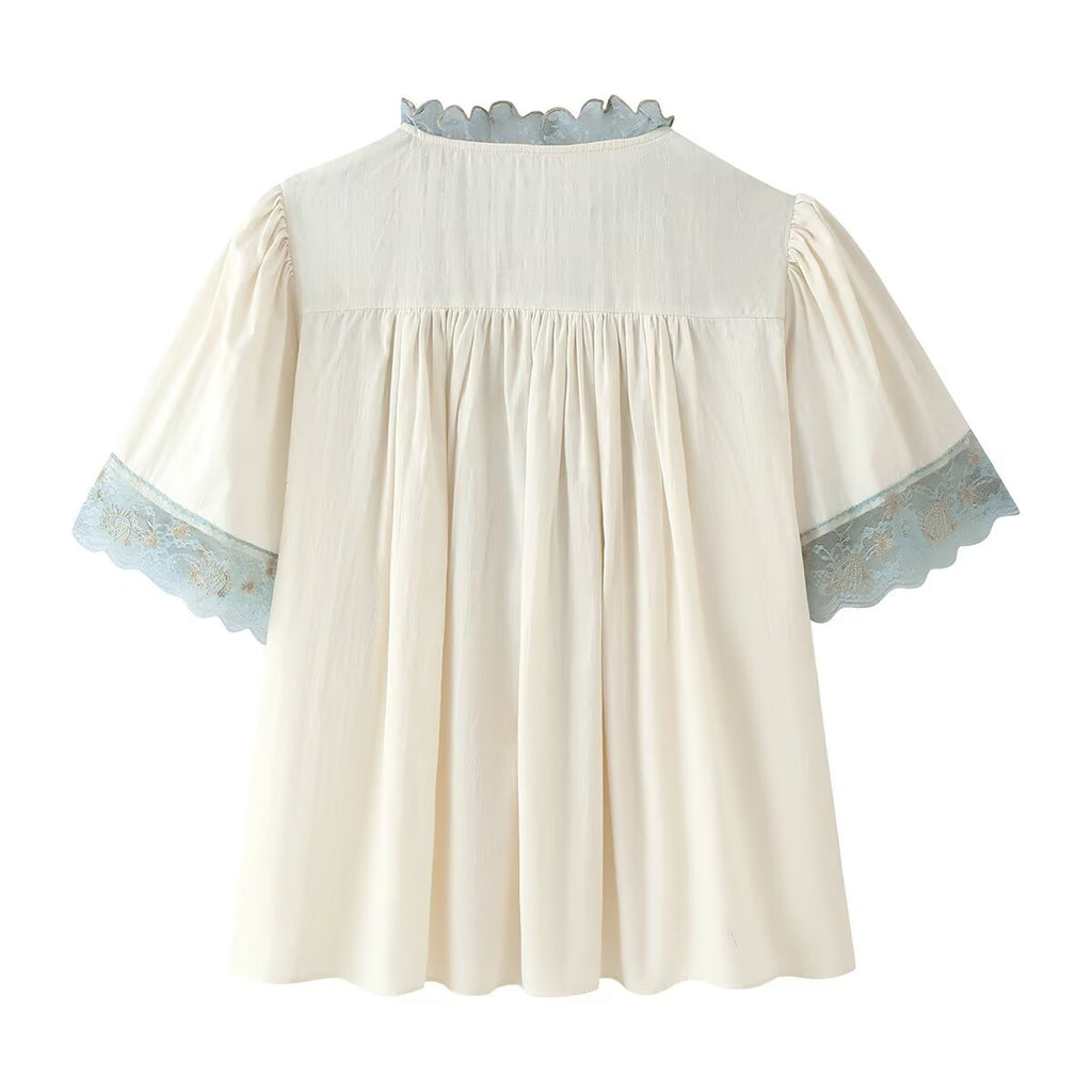Women's Tied Lace-Detail Poplin Shirt