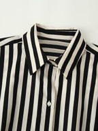 Belted Striped Collared Shirt